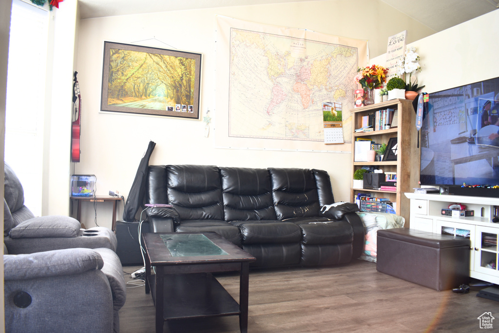 Living room with wood finished floors
