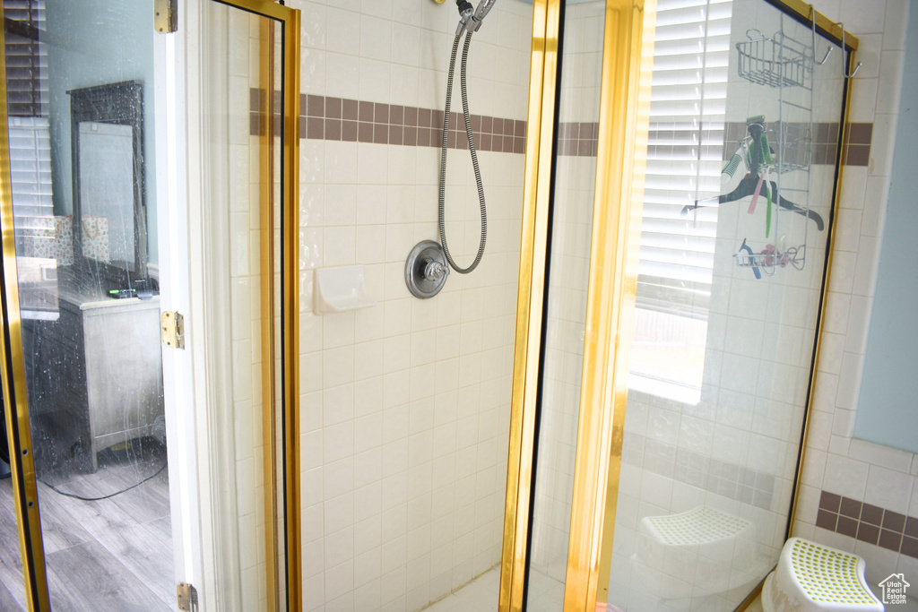 Bathroom with a shower stall