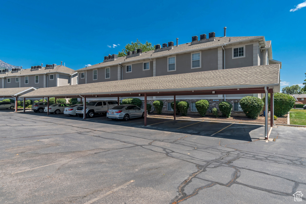 View of covered parking lot