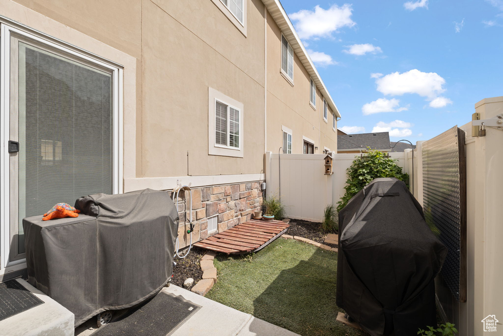 View of fenced backyard