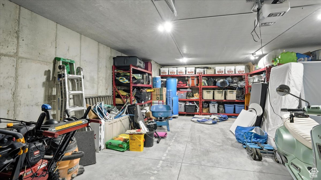Storage room with a garage