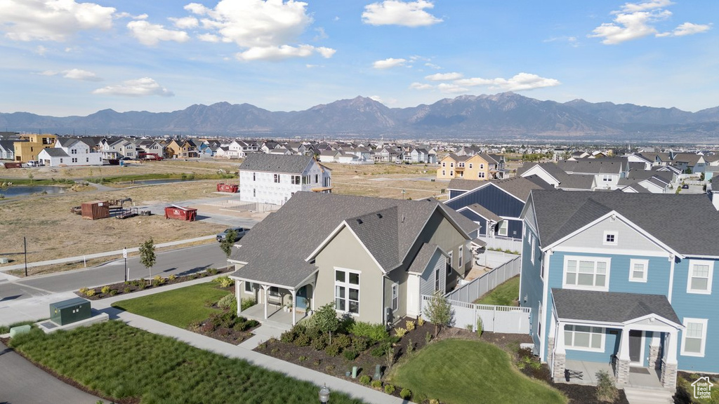View of mountain background featuring nearby suburban area