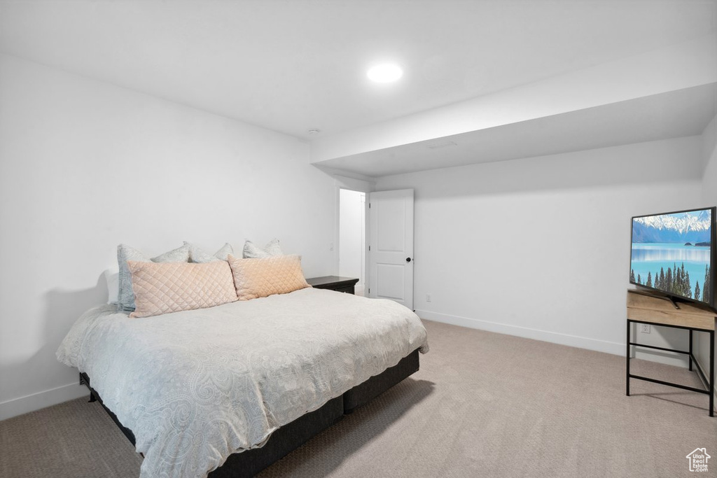 Bedroom featuring carpet flooring and recessed lighting