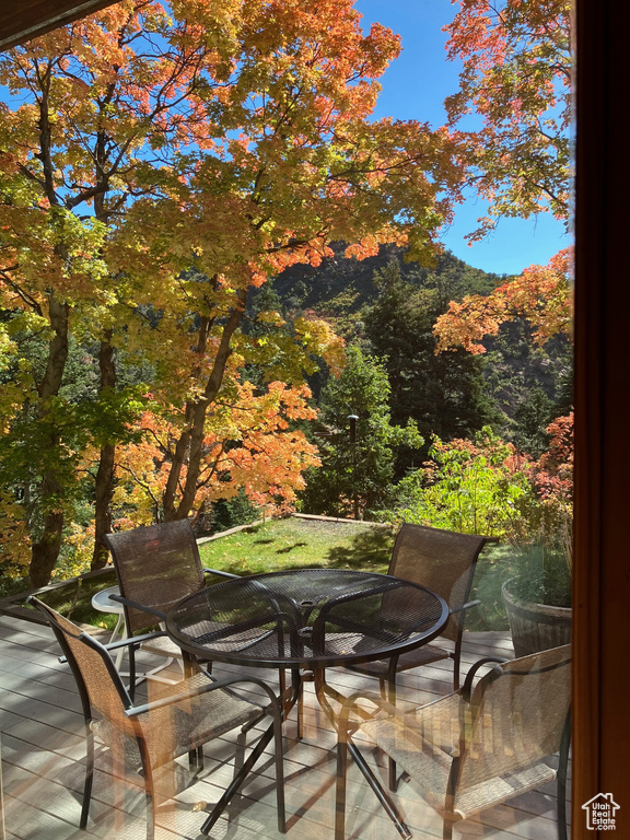 Balcony with outdoor dining space
