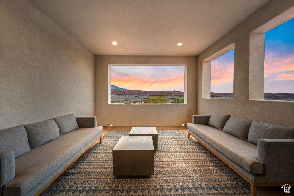 Living room featuring recessed lighting and wood finished floors