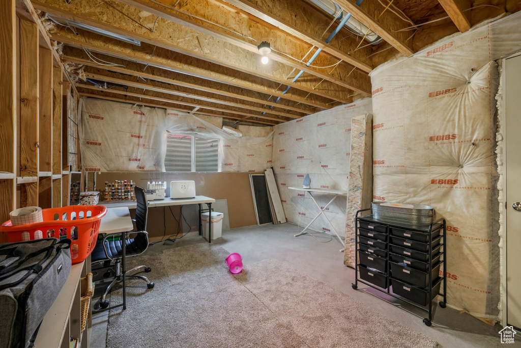 View of unfinished basement