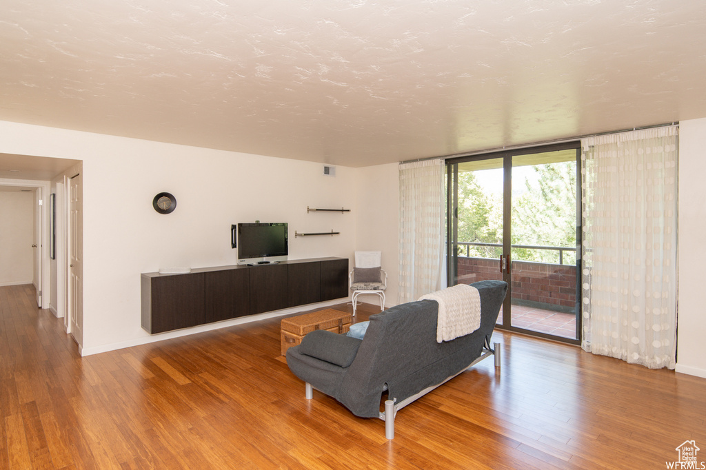 Living room with wood finished floors