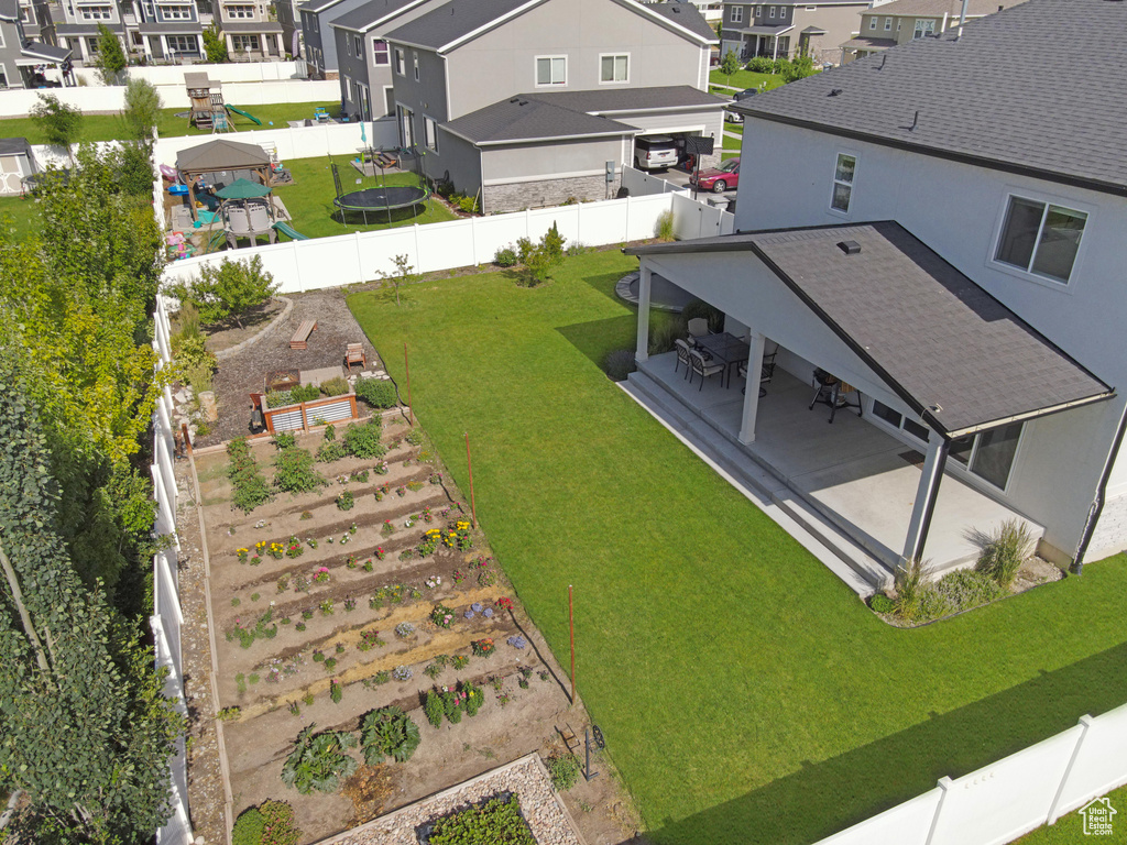 Aerial perspective of suburban area