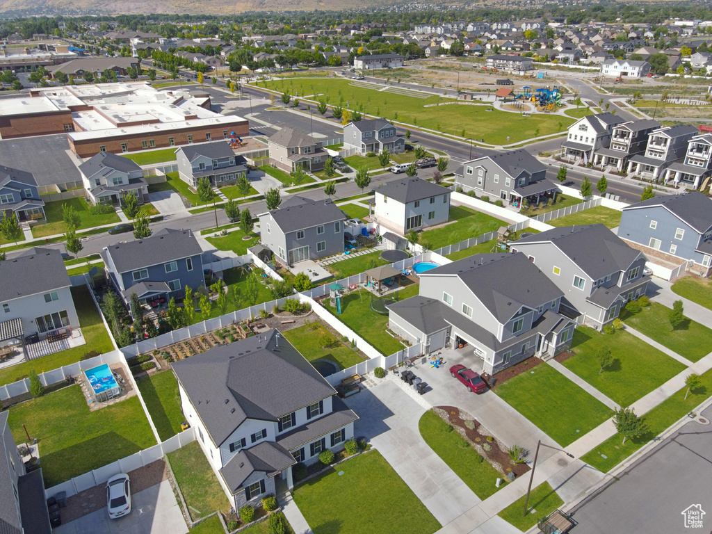 Aerial perspective of suburban area