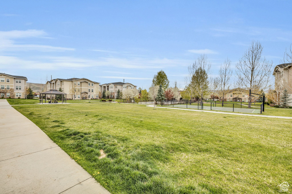 Surrounding community with a gazebo and a residential view