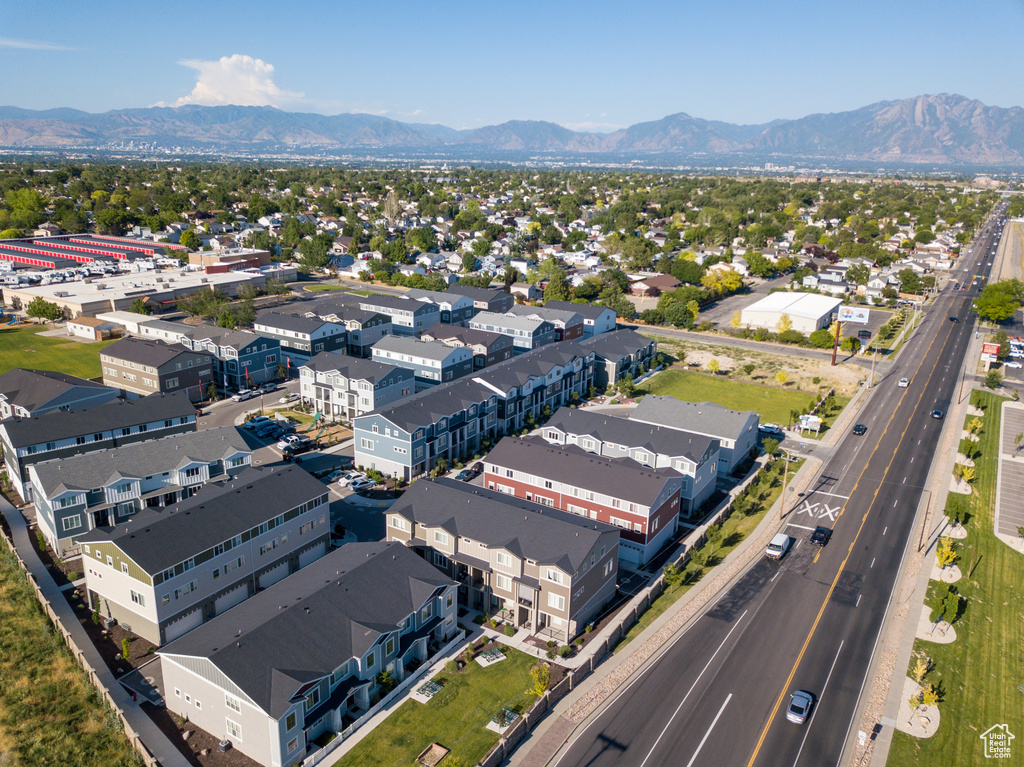 Drone / aerial view of a mountain backdrop