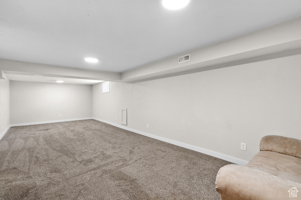 Below grade area with carpet flooring