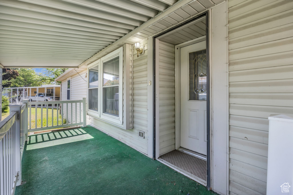 View of covered porch