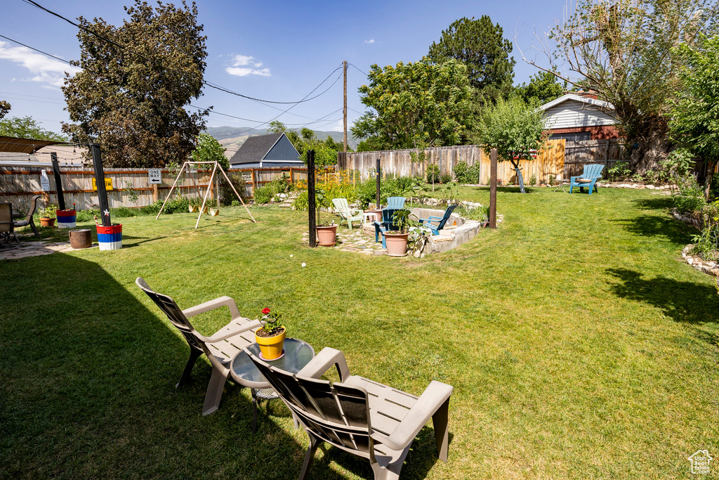 View of fenced backyard