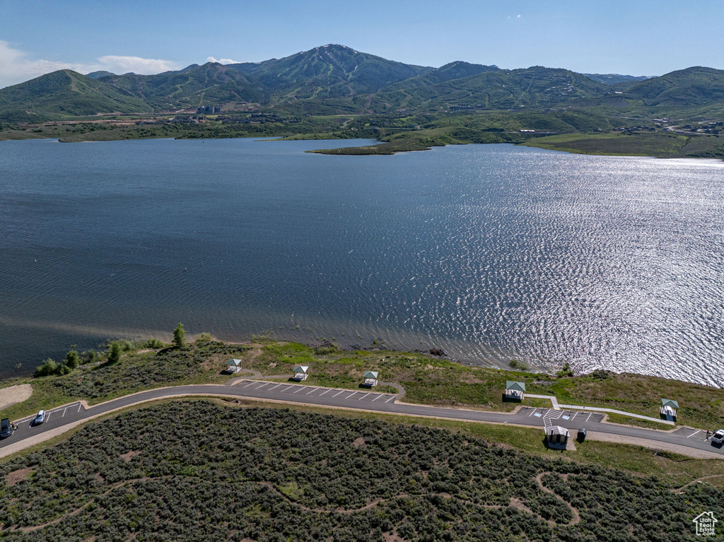 Drone / aerial view of a water and mountain view
