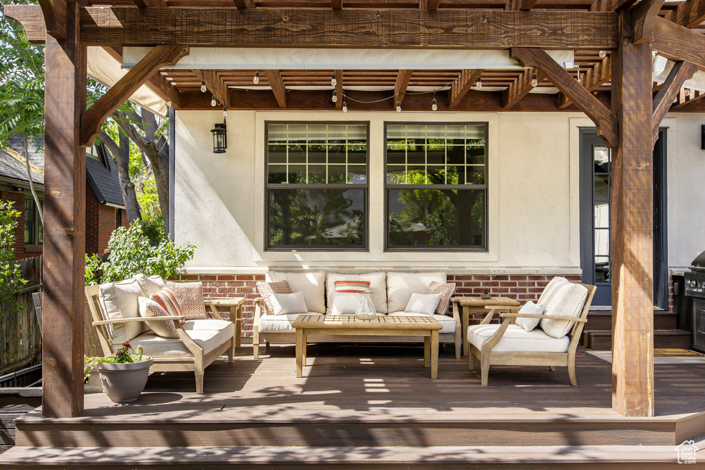 View of patio / terrace featuring a deck and an outdoor hangout area