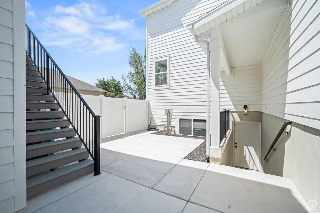 View of patio with stairway