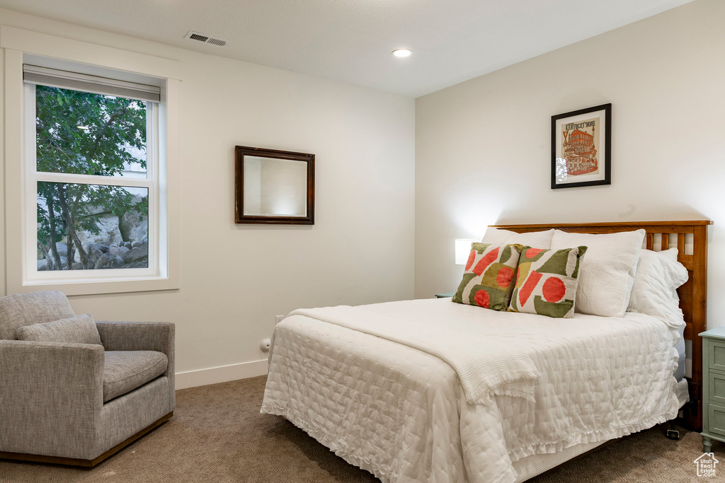 Bedroom with carpet and recessed lighting