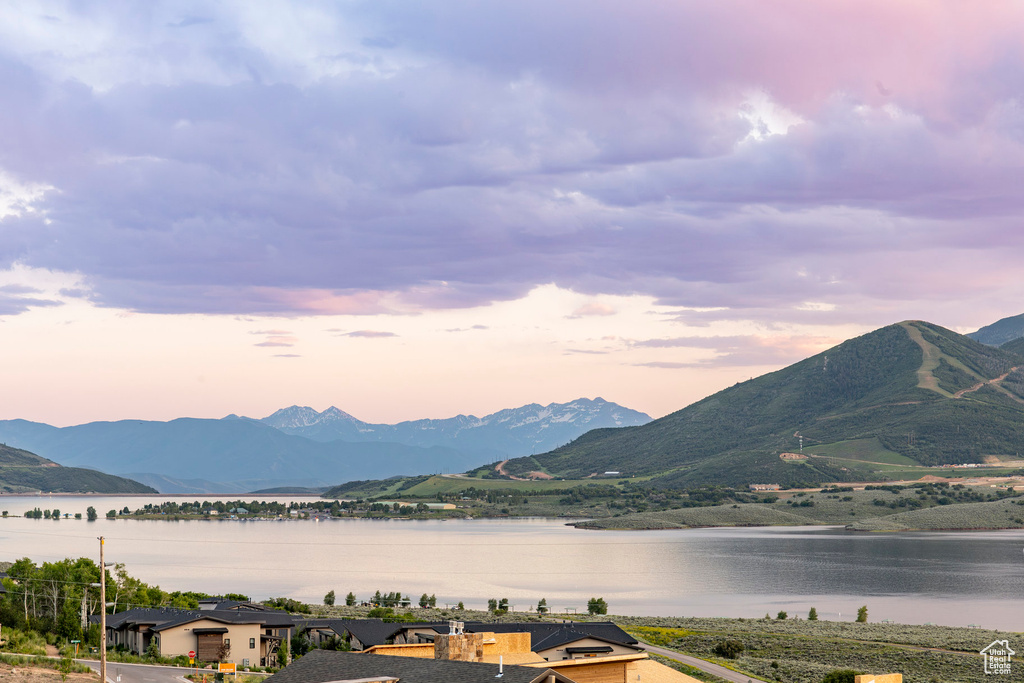 View of mountain background with a large body of water