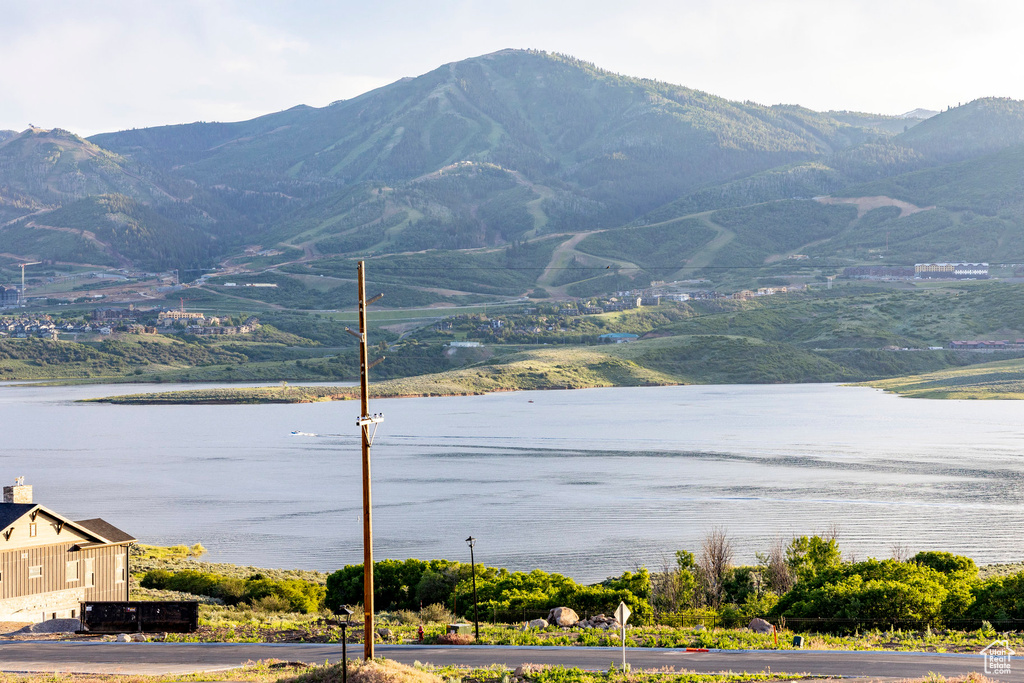 View of mountain background with a large body of water