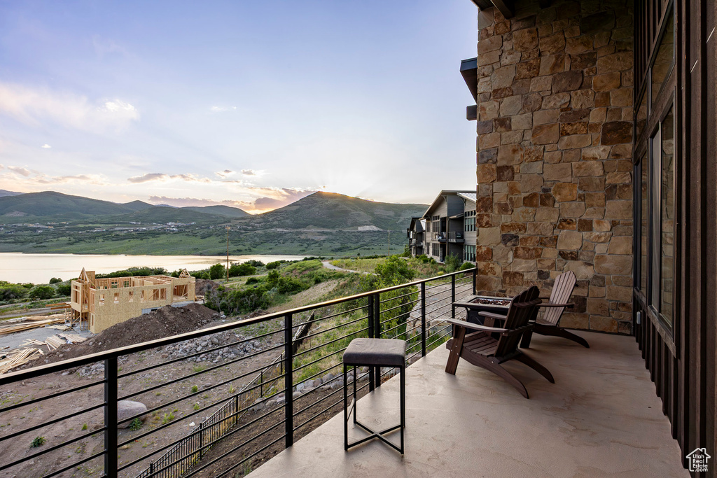 Balcony with a mountain view