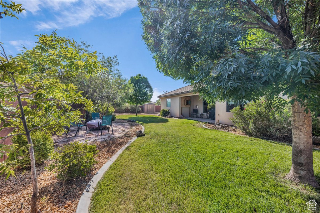 View of yard featuring a patio area