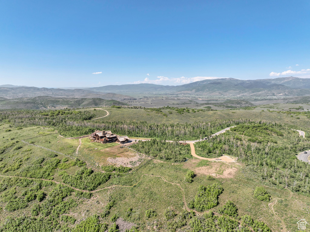 Aerial view of a mountain backdrop