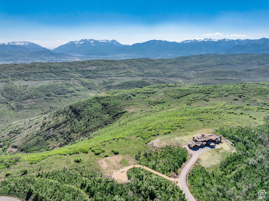 Bird's eye view of a mountain backdrop