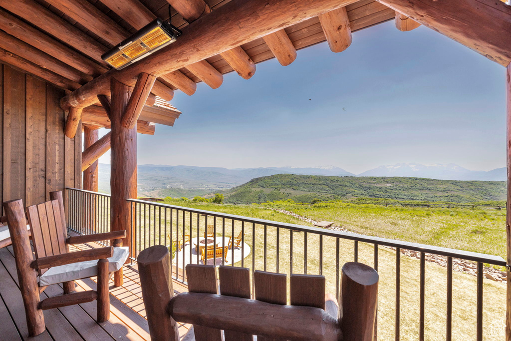 Balcony with a mountain view