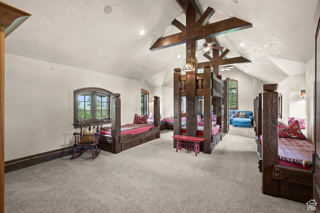 Bedroom with carpet and recessed lighting