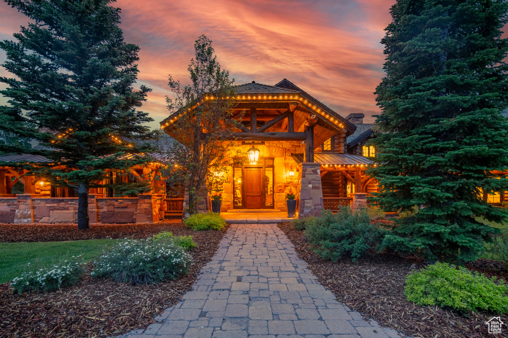 View of front of property with covered porch