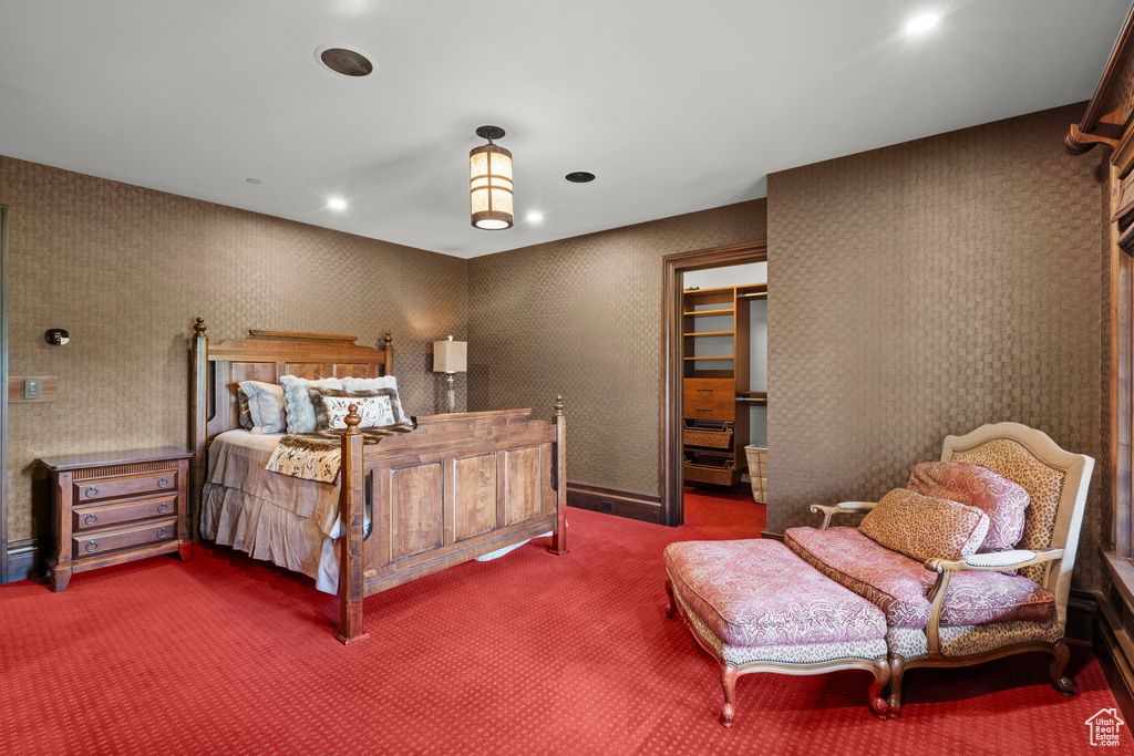 Bedroom featuring carpet flooring and recessed lighting