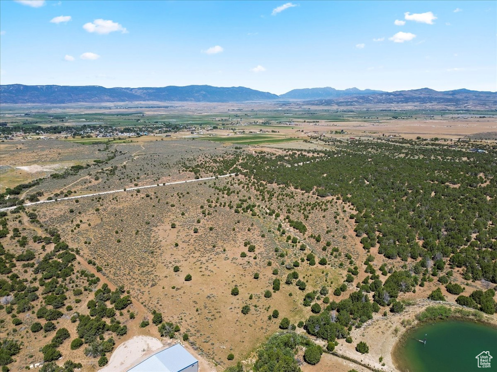 Bird\'s eye view of a mountain backdrop