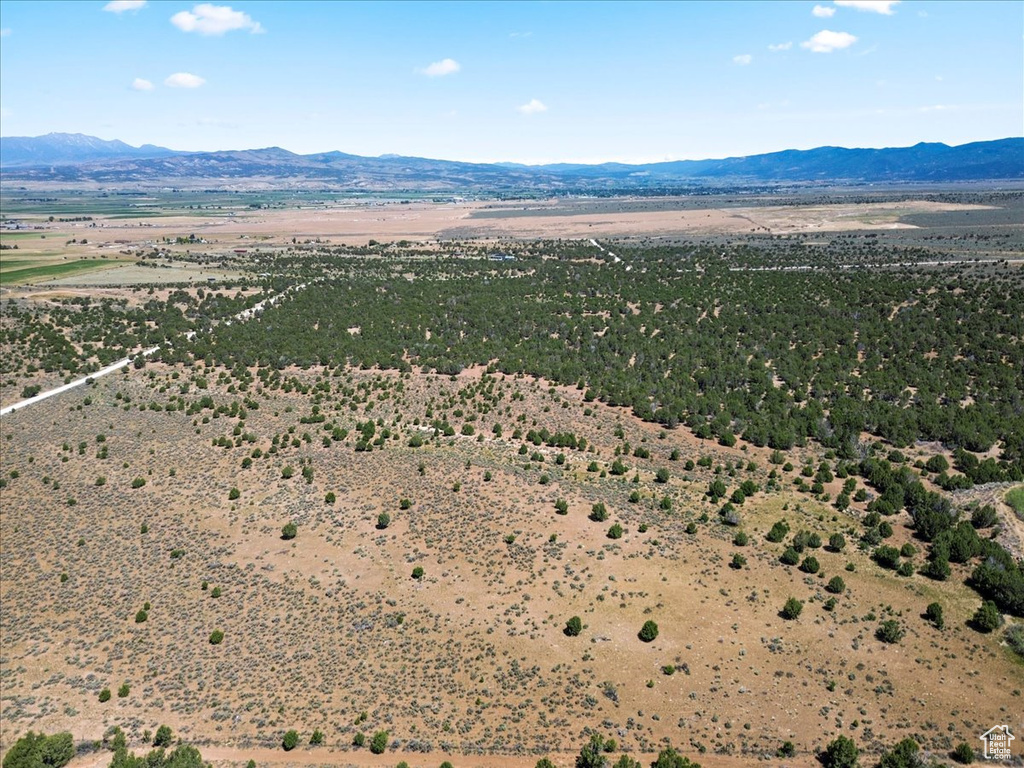 Aerial view of a mountain backdrop