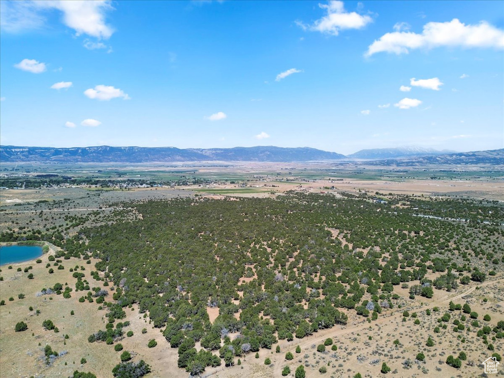 Drone / aerial view of a mountain backdrop