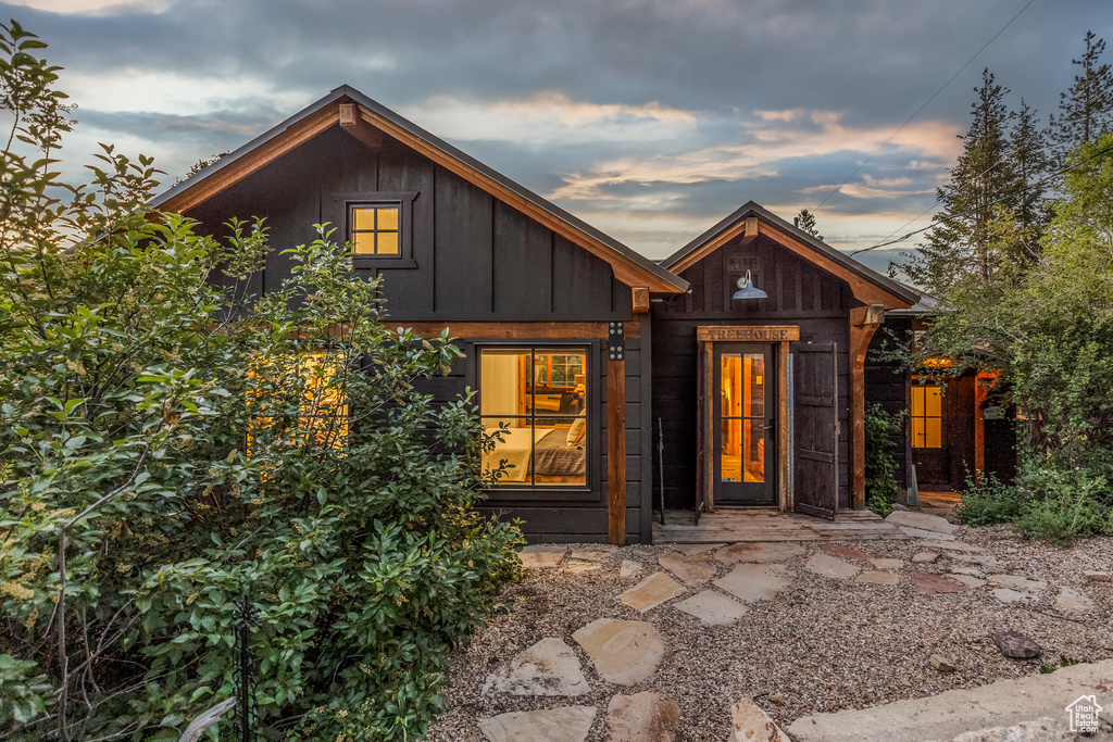 View of front of home featuring board and batten siding