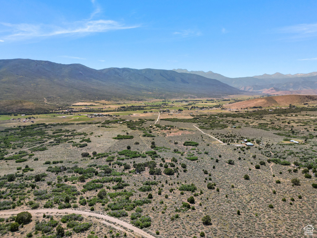 View of mountain background with rural landscape and a desert landscape