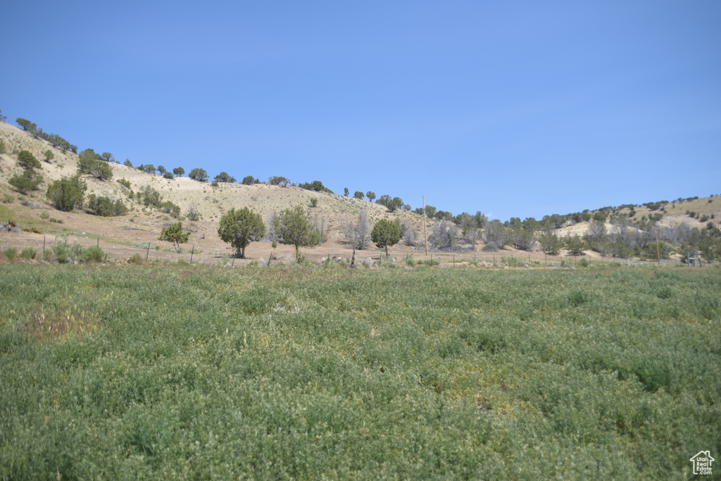 View of mountain background featuring rural landscape