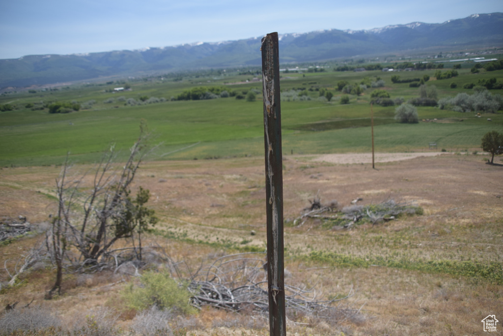 View of mountain background featuring rural landscape