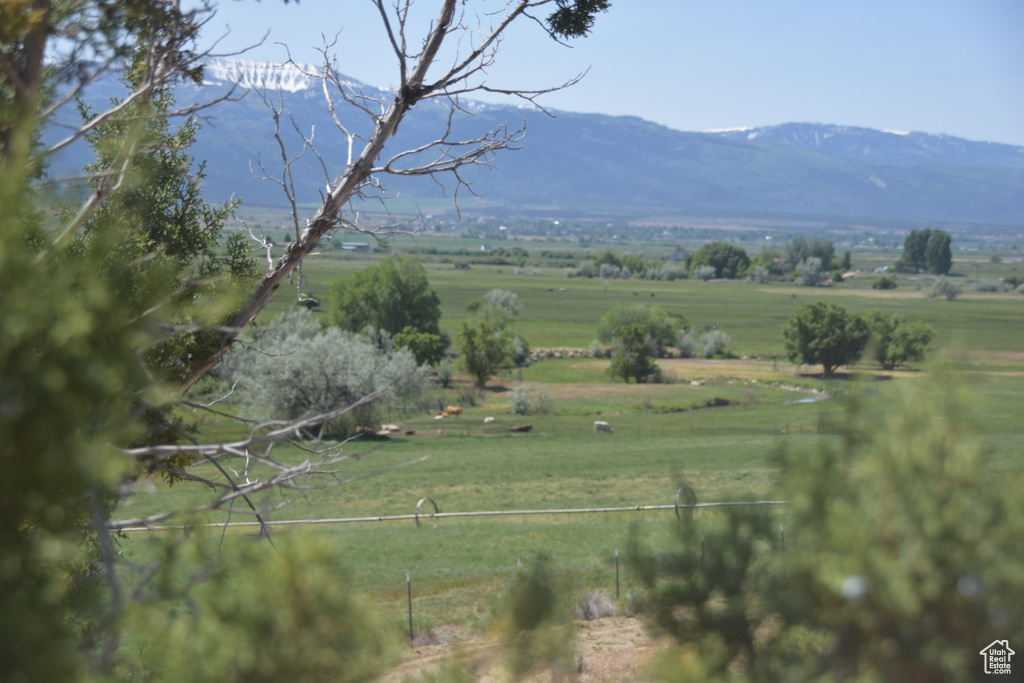 View of mountain background with rural landscape