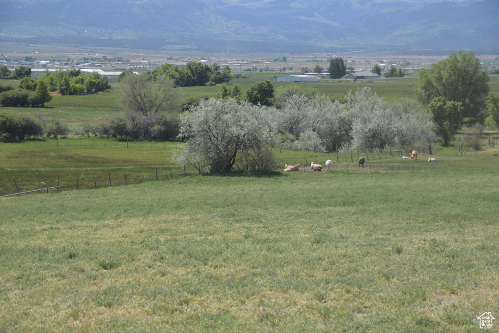 View of mountain background featuring rural landscape