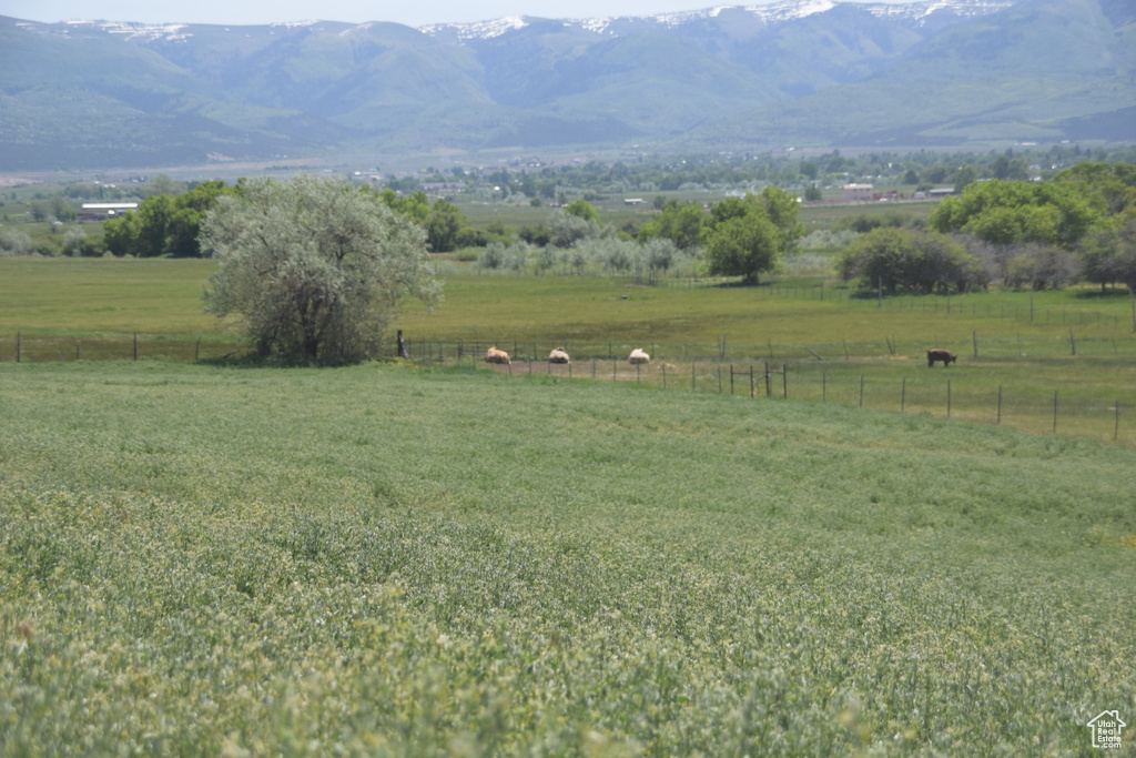 View of mountain background featuring rural landscape