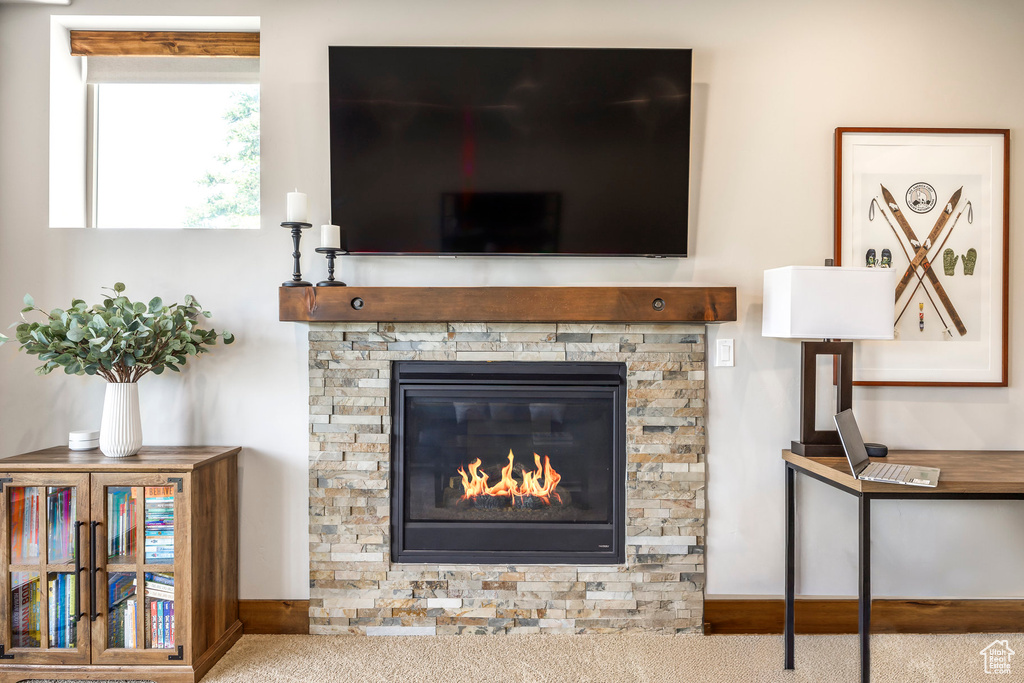 Detailed view of a fireplace