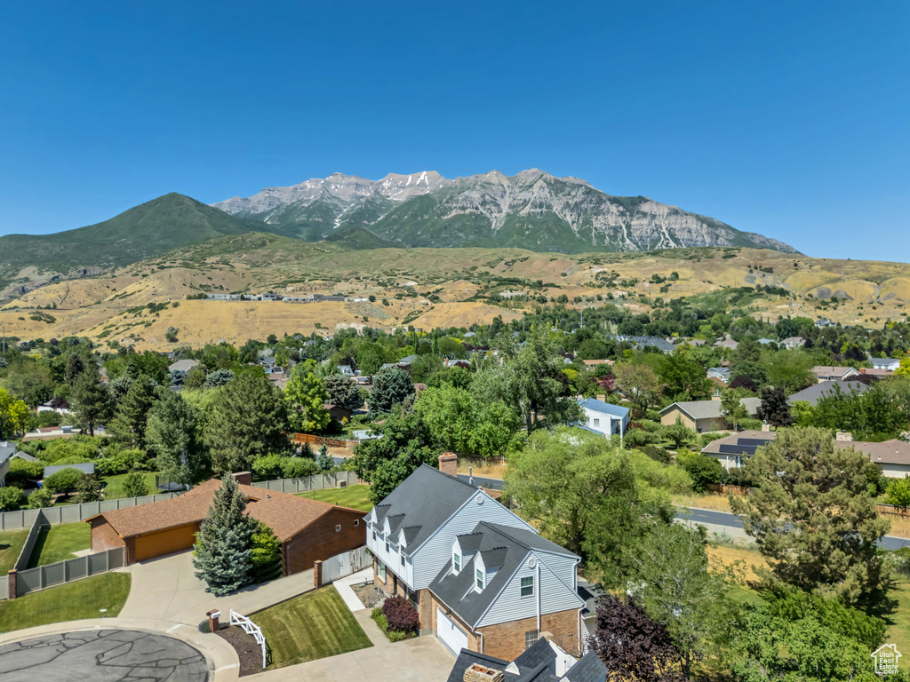 Aerial view of a mountainous background
