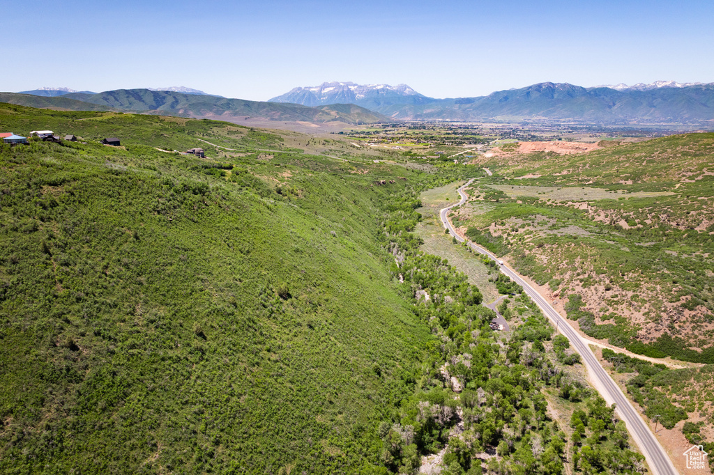 Bird's eye view of a mountain backdrop