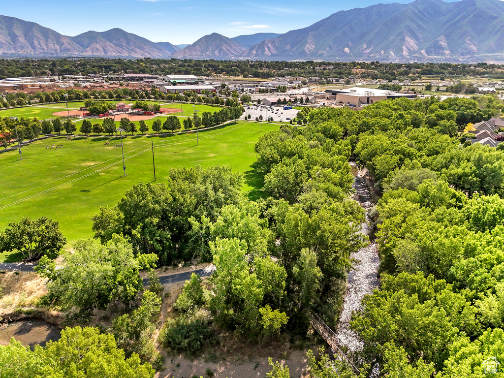 Aerial view of a mountainous background