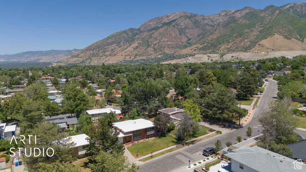 Mountain view with nearby suburban area