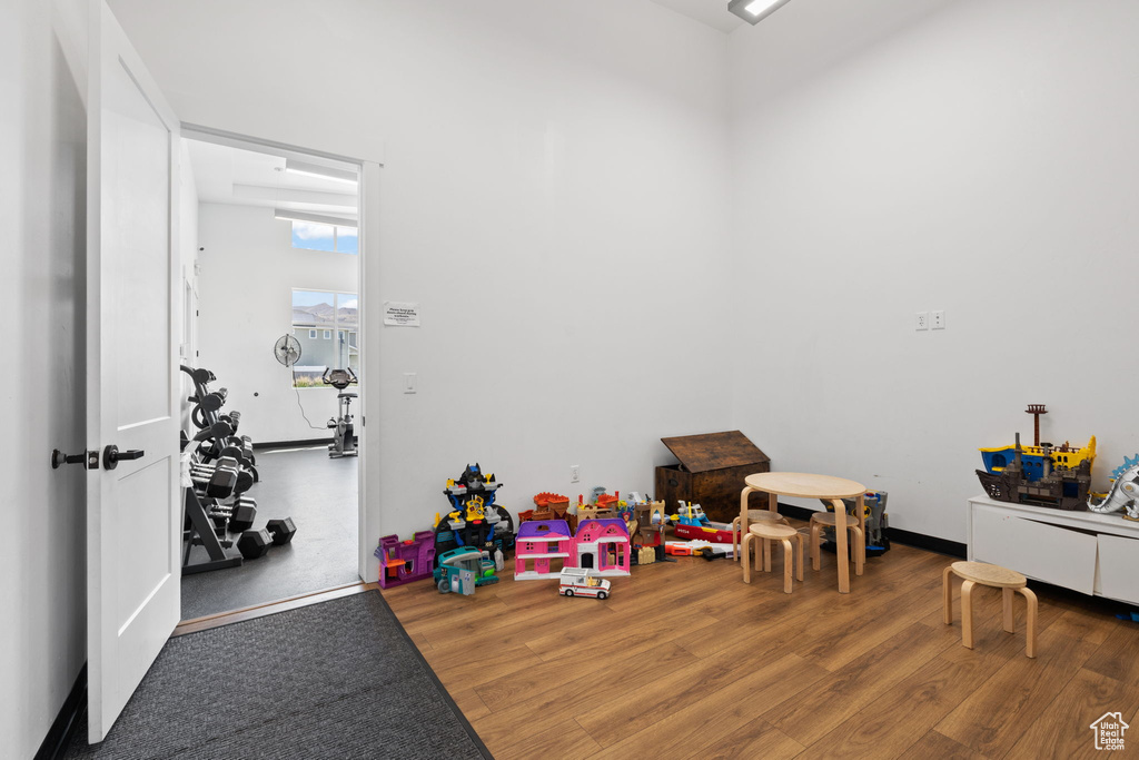 Rec room featuring wood finished floors