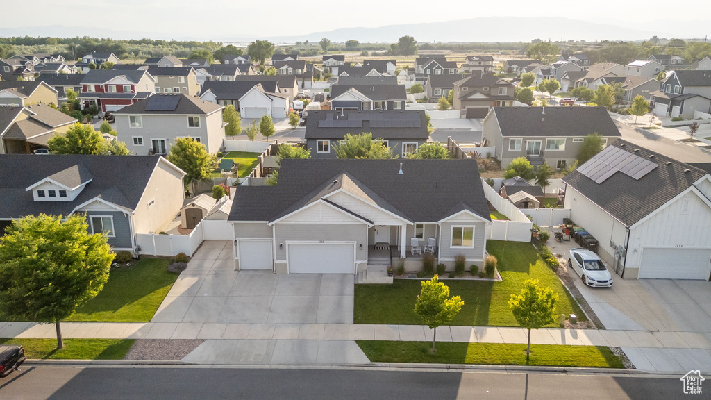 Aerial perspective of suburban area