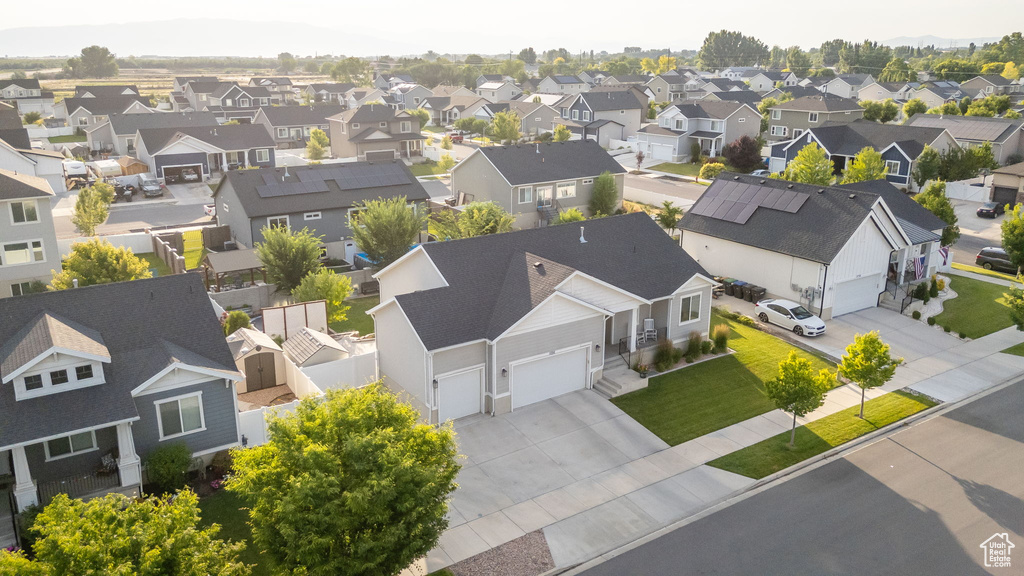 Aerial perspective of suburban area